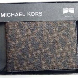 Michael Kors Black and Brown Signature Wallet